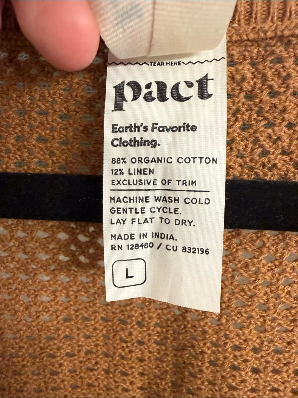 Pact Womens Beachside Knit Set Large Organic Cotton Linen Blend Brown Beach